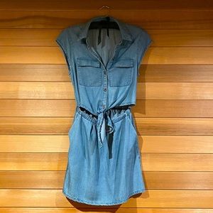 BEBE CHAMBRAY TIE UP DRESS